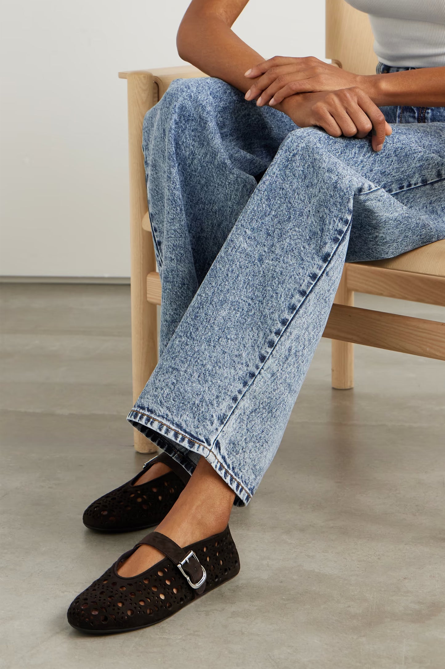 Perforated Suede Flats