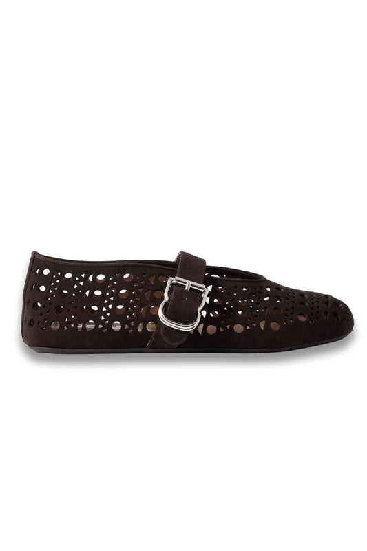 Perforated Suede Flats