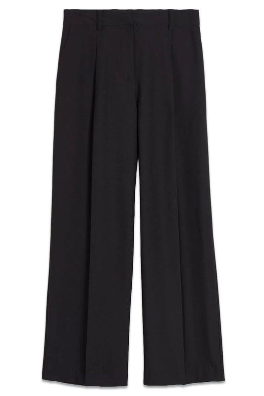 Wide-Leg Pleat Front Tailored Trousers