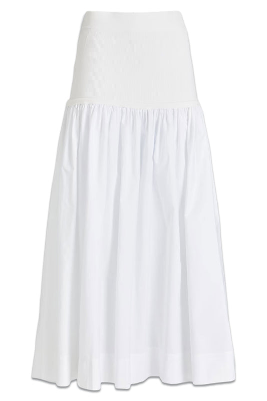 Marlowe Knit-paneled Cotton-poplin Midi Skirt