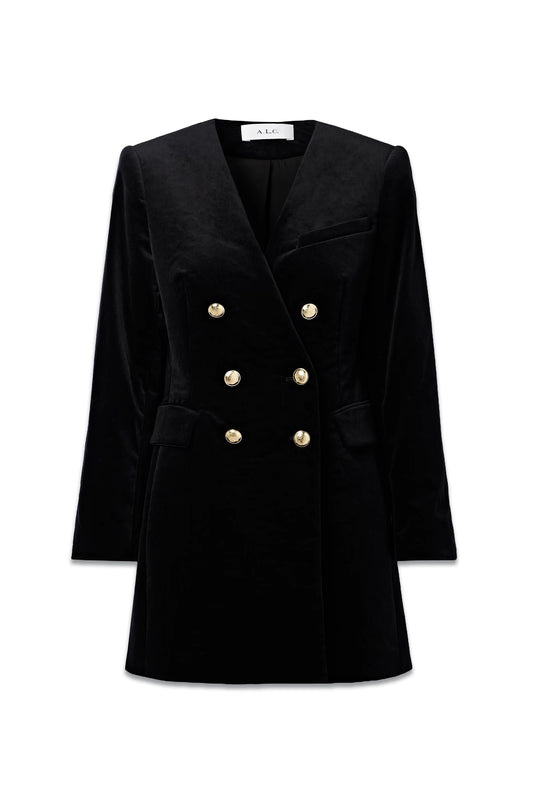 Chelsea Double-breasted Cotton-blend Velvet Mini Dress