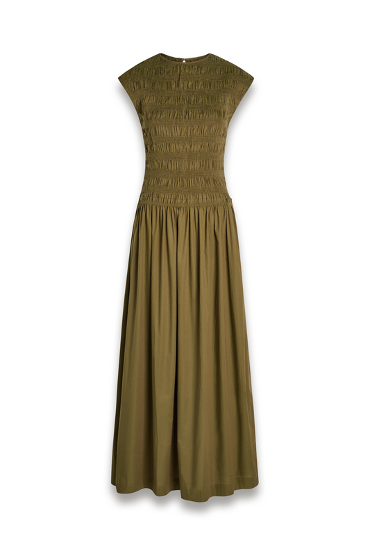 Ale Smocked Cotton Midi Dress