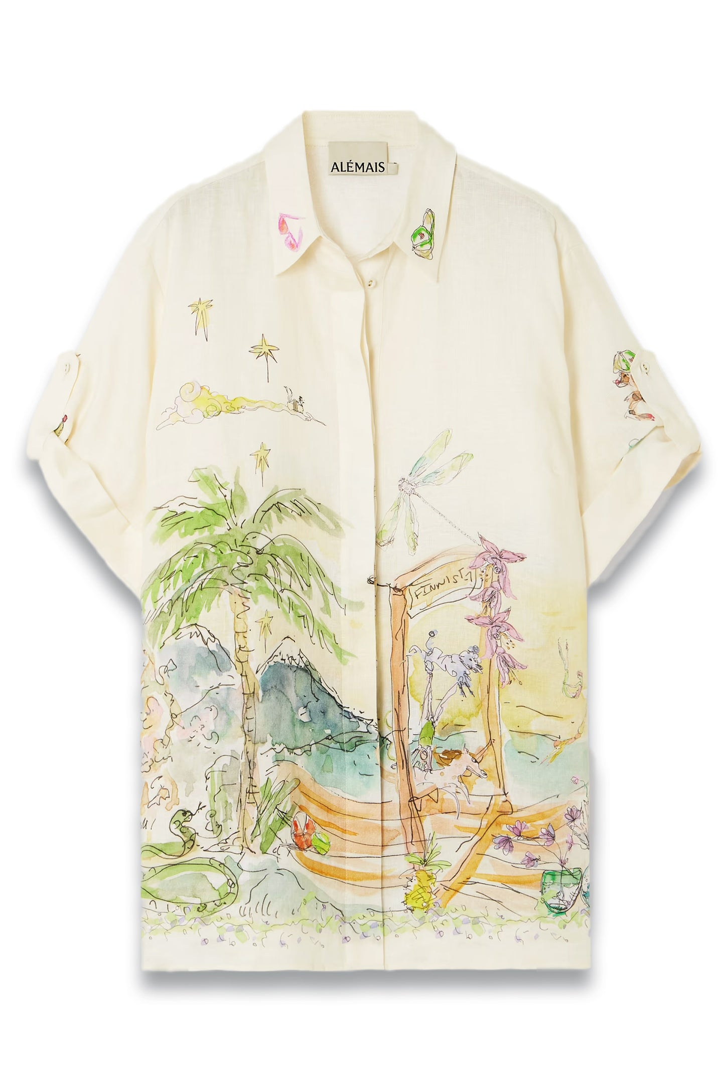 Printed Linen-Gauze Shirt