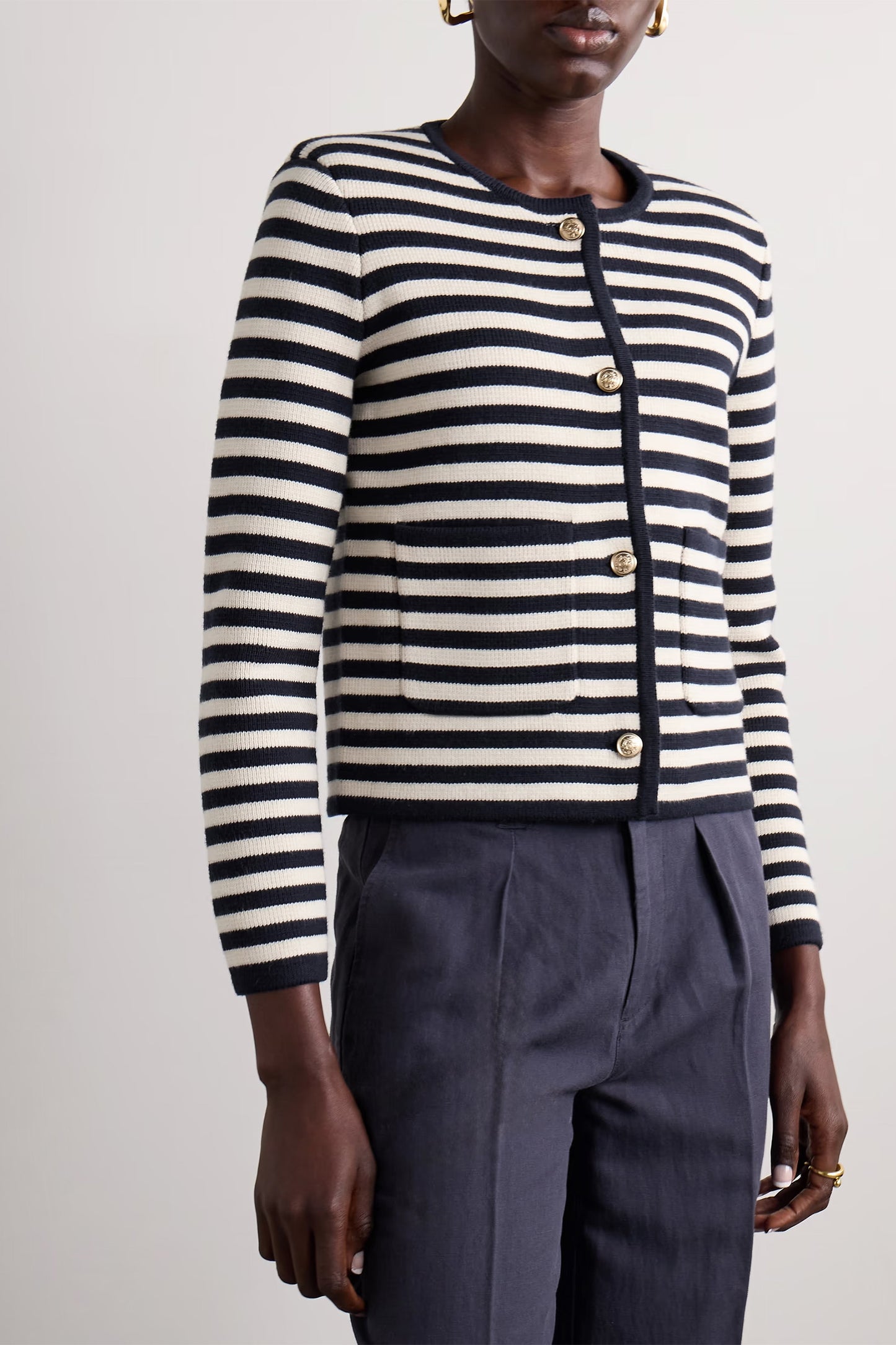 Paris Striped Cotton And Cashmere-blend Jacket