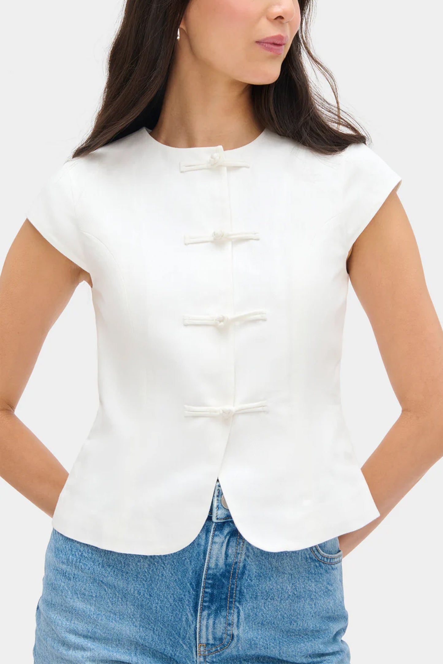 Connie Round Neck Linen Top