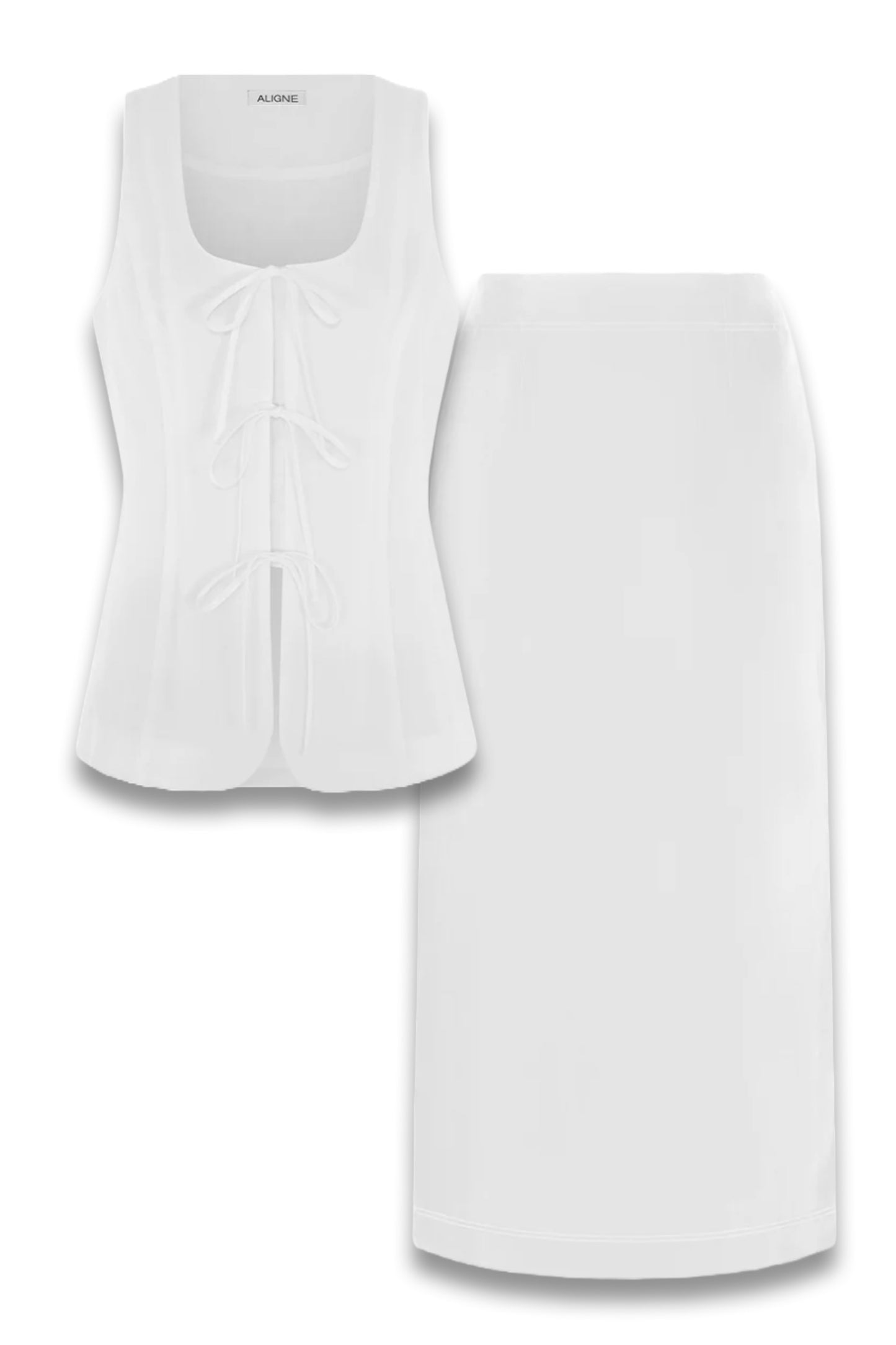 Lupin Linen Tie Waistcoat and Mia Linen Maxi Skirt