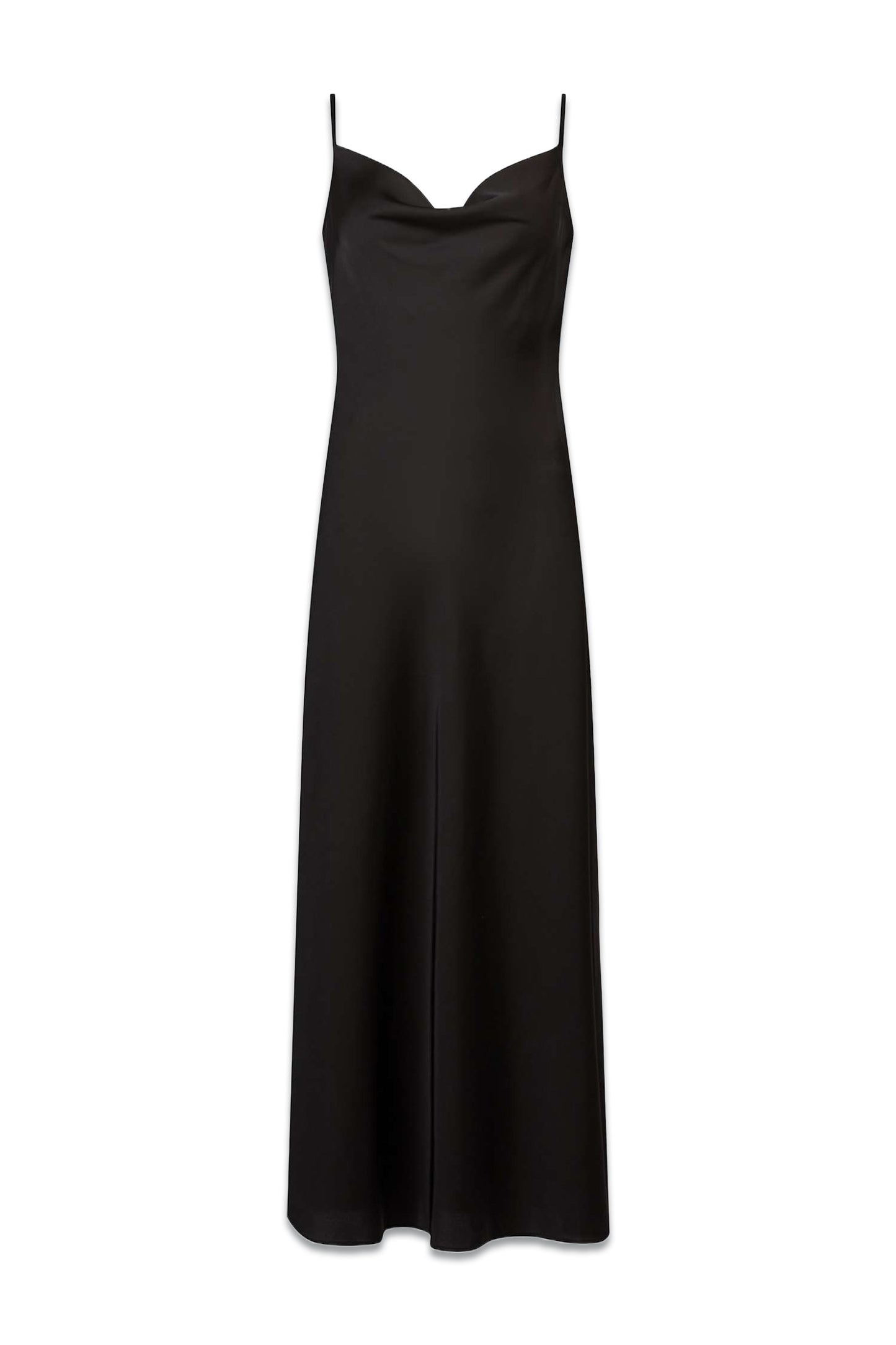 AllSaints Hadley Plain Cowl Neck Midi Slip Dress, Black