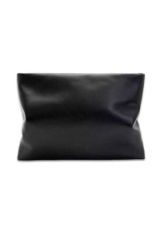 Bettina Leather Zip Clutch Bag In Black