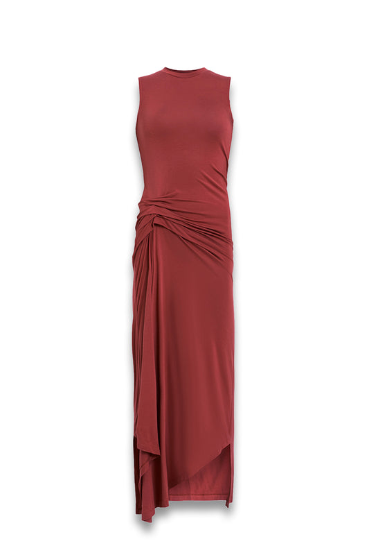 Rivi Draped Sleeveless Midi Dress