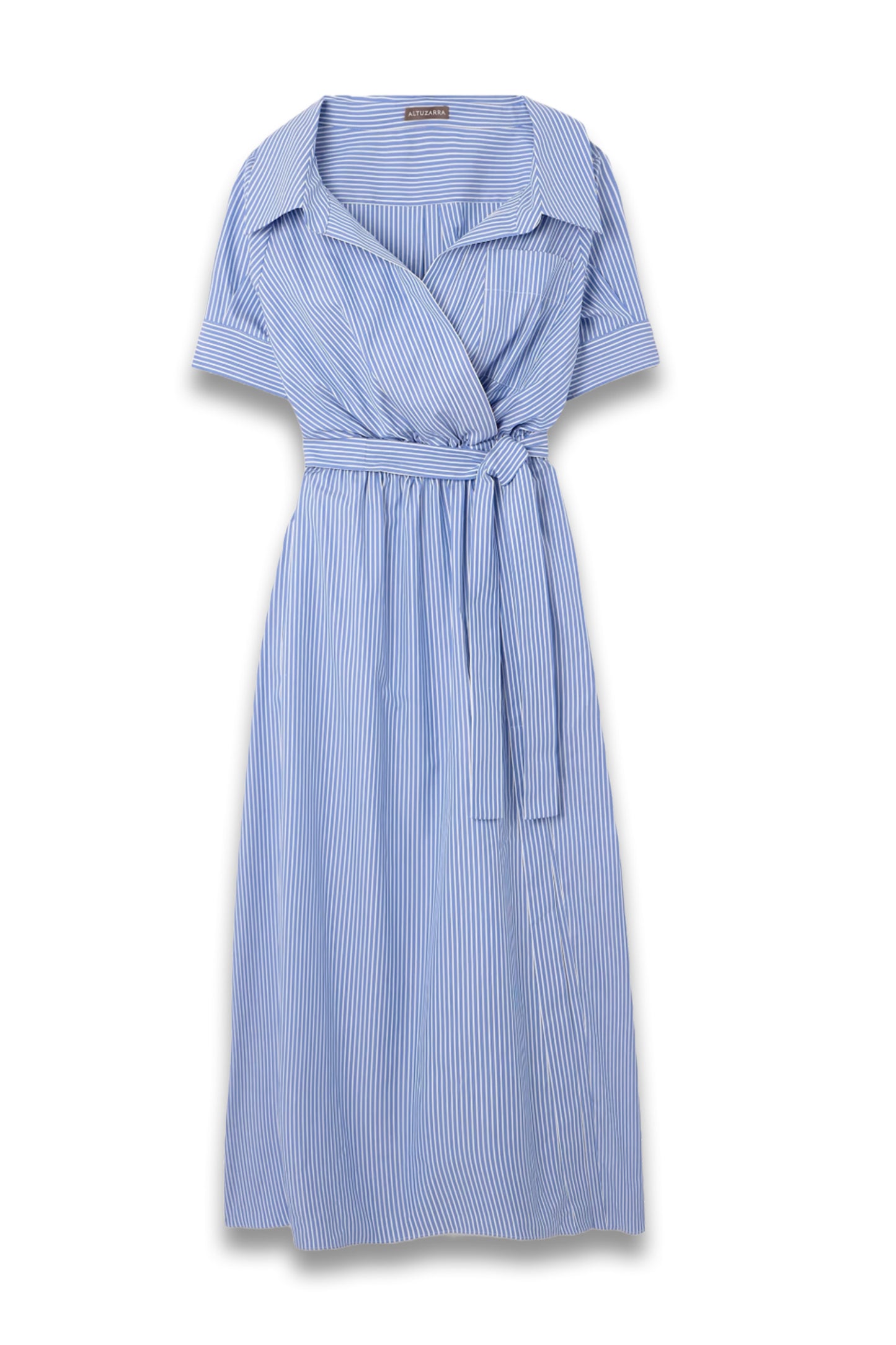 Lydia Striped Cotton-Poplin Midi Wrap Dress
