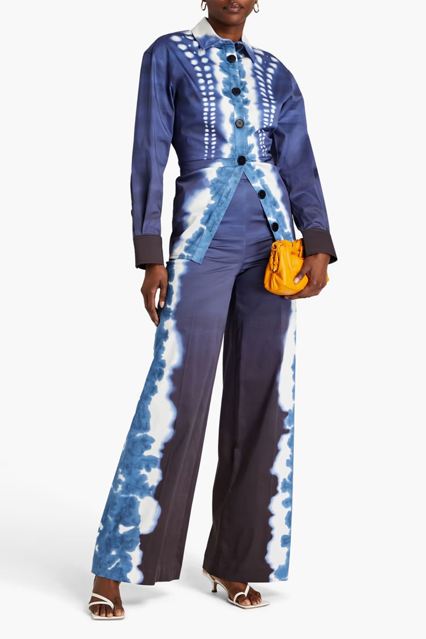 Clio Tie-Dyed Poplin Wide-Leg Pants