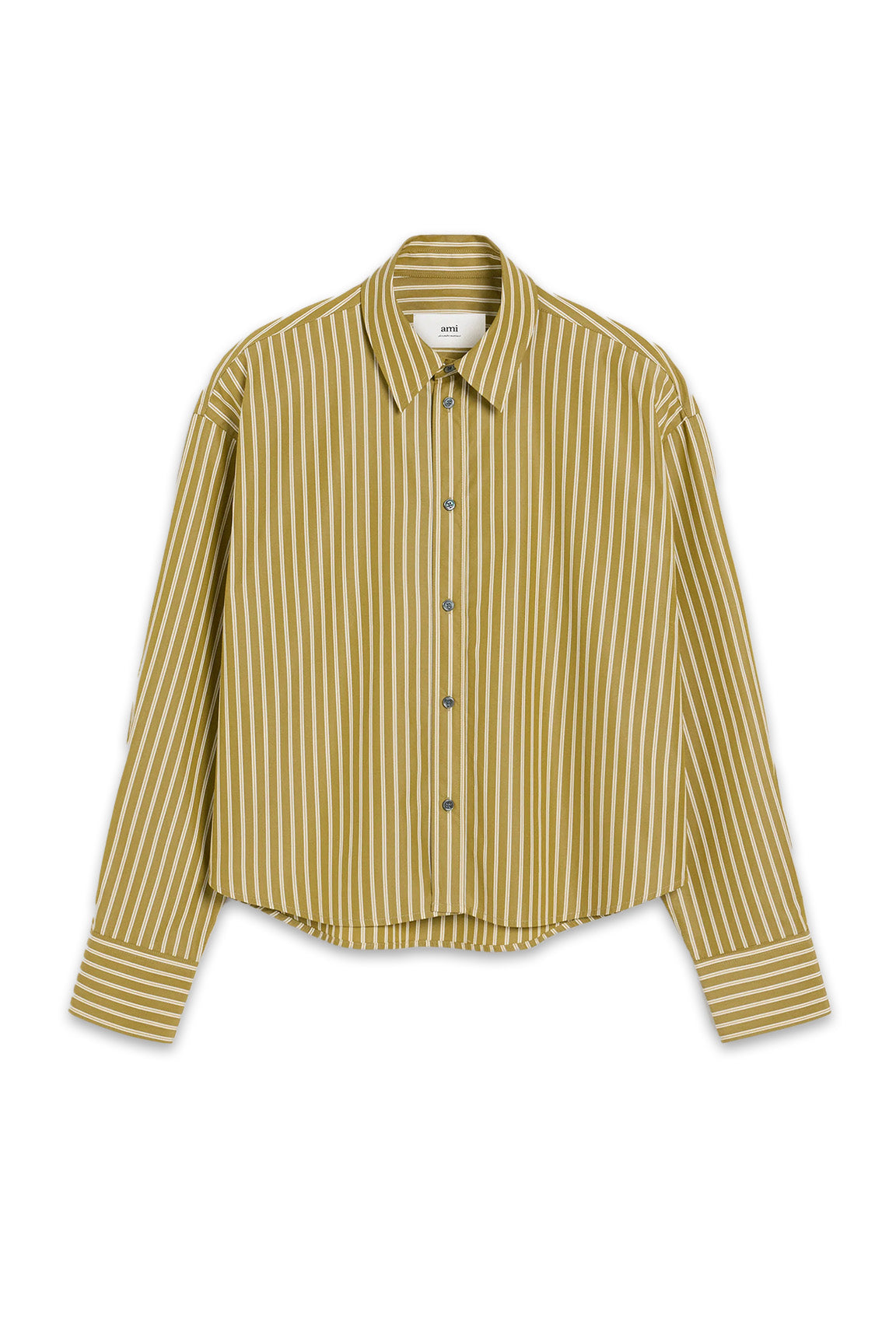 Khaki Cotton Cropped Oversized Shirt