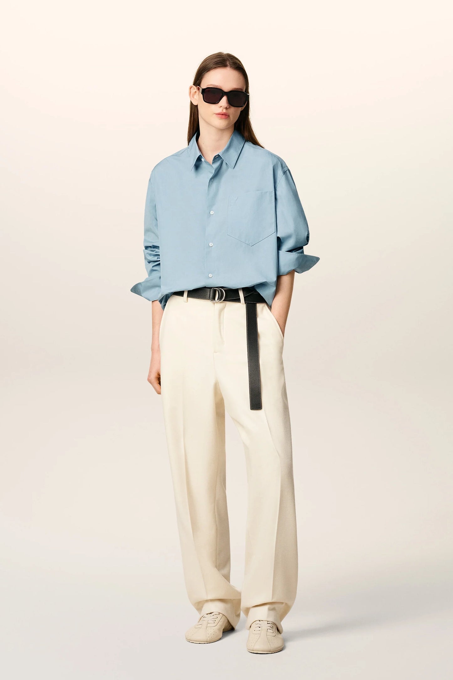 Blue Cotton Embossed Ami De coeur Boxy Shirt