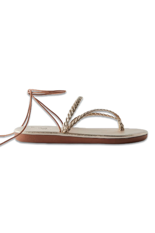Plage Braided Metallic Gold Leather Sandals