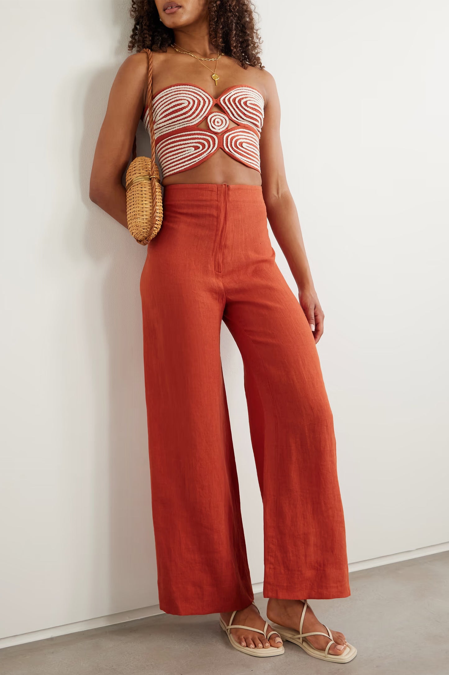 Poesia Wide-Leg Linen Pants