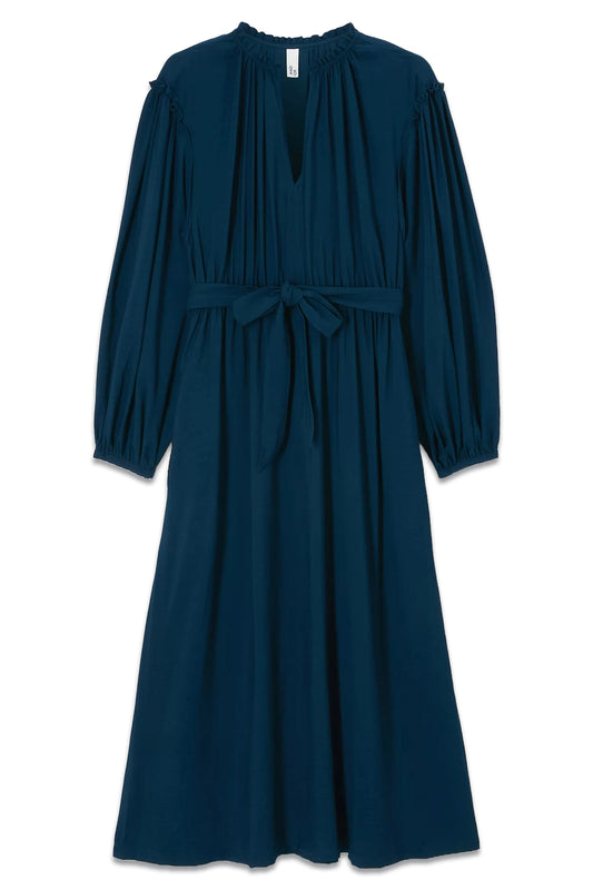 Emily Belted Dress, Denim Blue