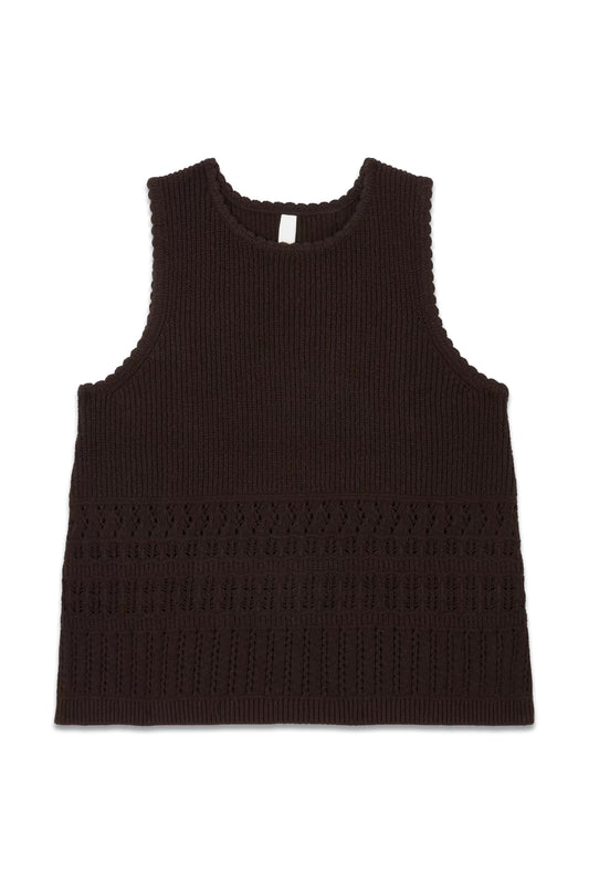Lilly Knit Vest Top, Dark Chocolate