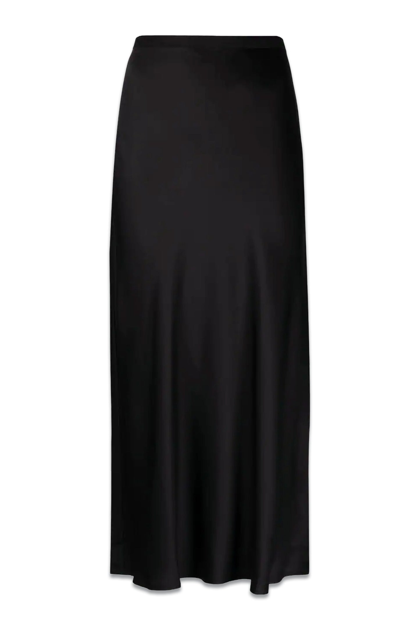 Bar Fluted Silk Skirt Black
