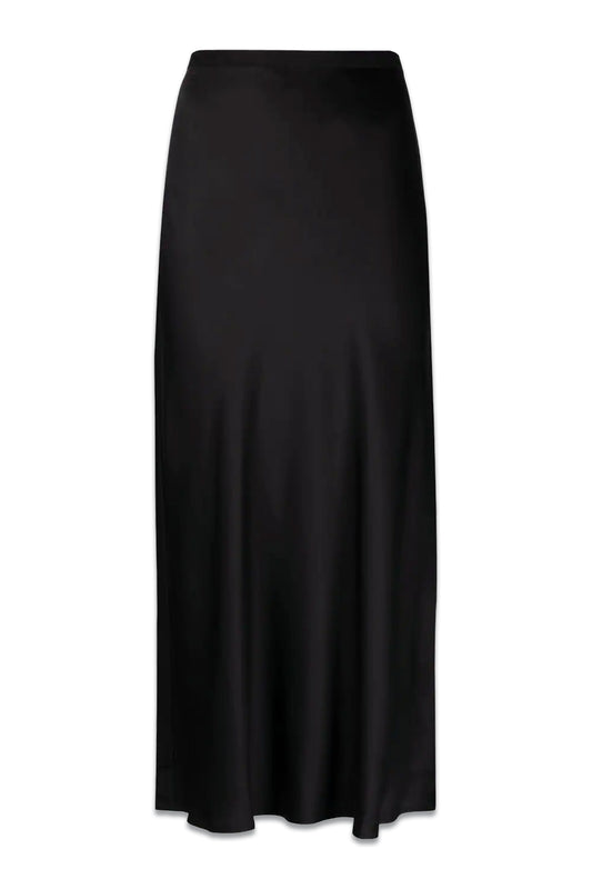 Bar Fluted Silk Skirt Black