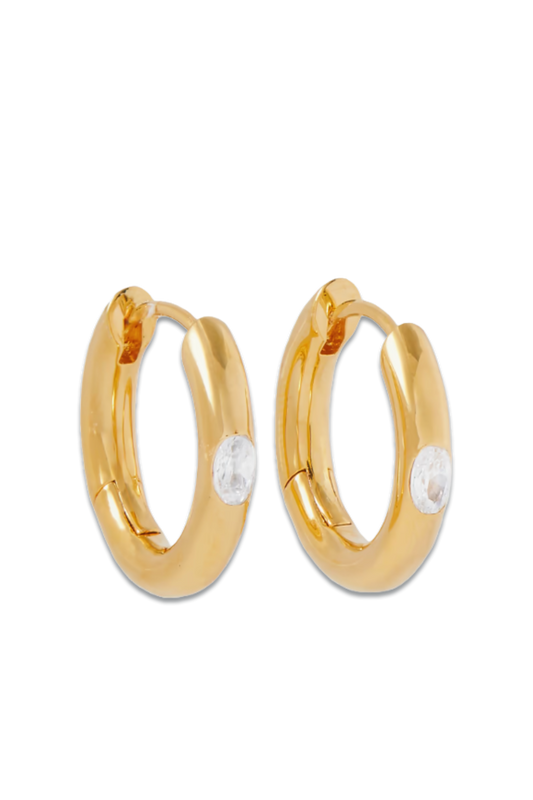 Heartbreaker Gold Vermeil Cubic Zirconia Hoop Earrings