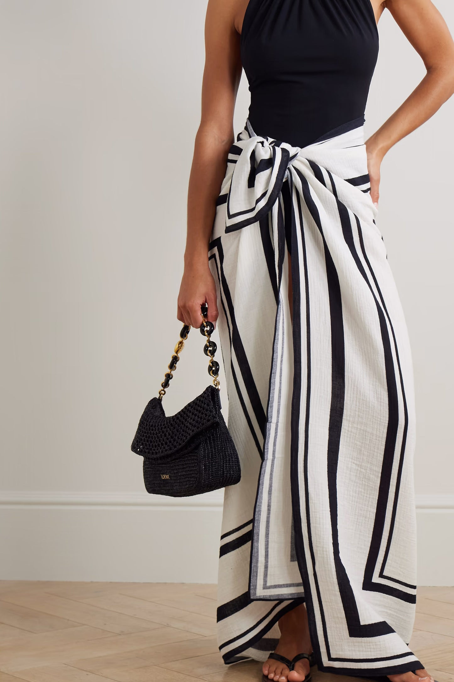 Eliza Striped Cotton-Voile Pareo