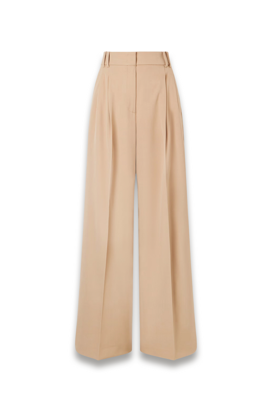 Pleated Wool-blend Wide-leg Pants