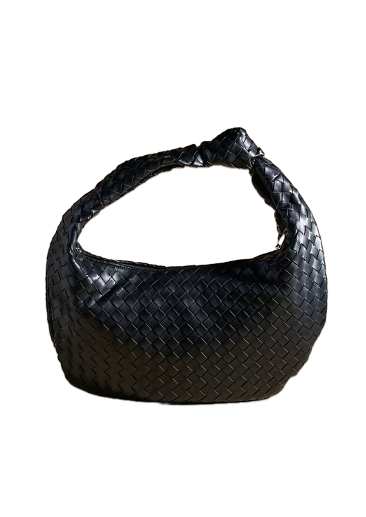 The Brigitte Woven Faux-Leather Shoulder Bag by Melie Bianco: Oversized Edition