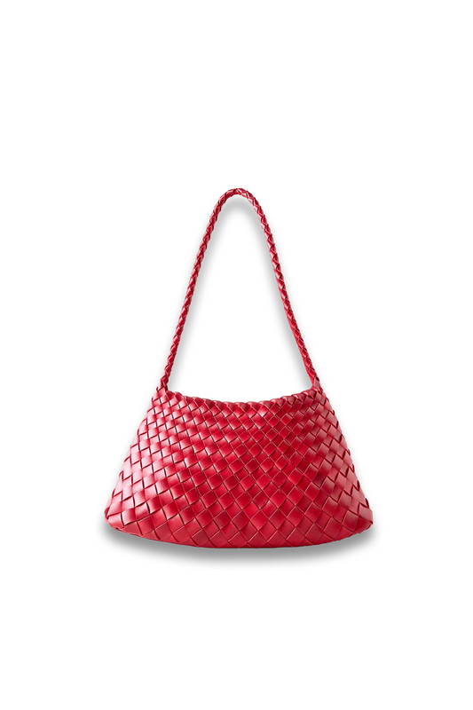 Calla Woven Shoulder Bag in Red
