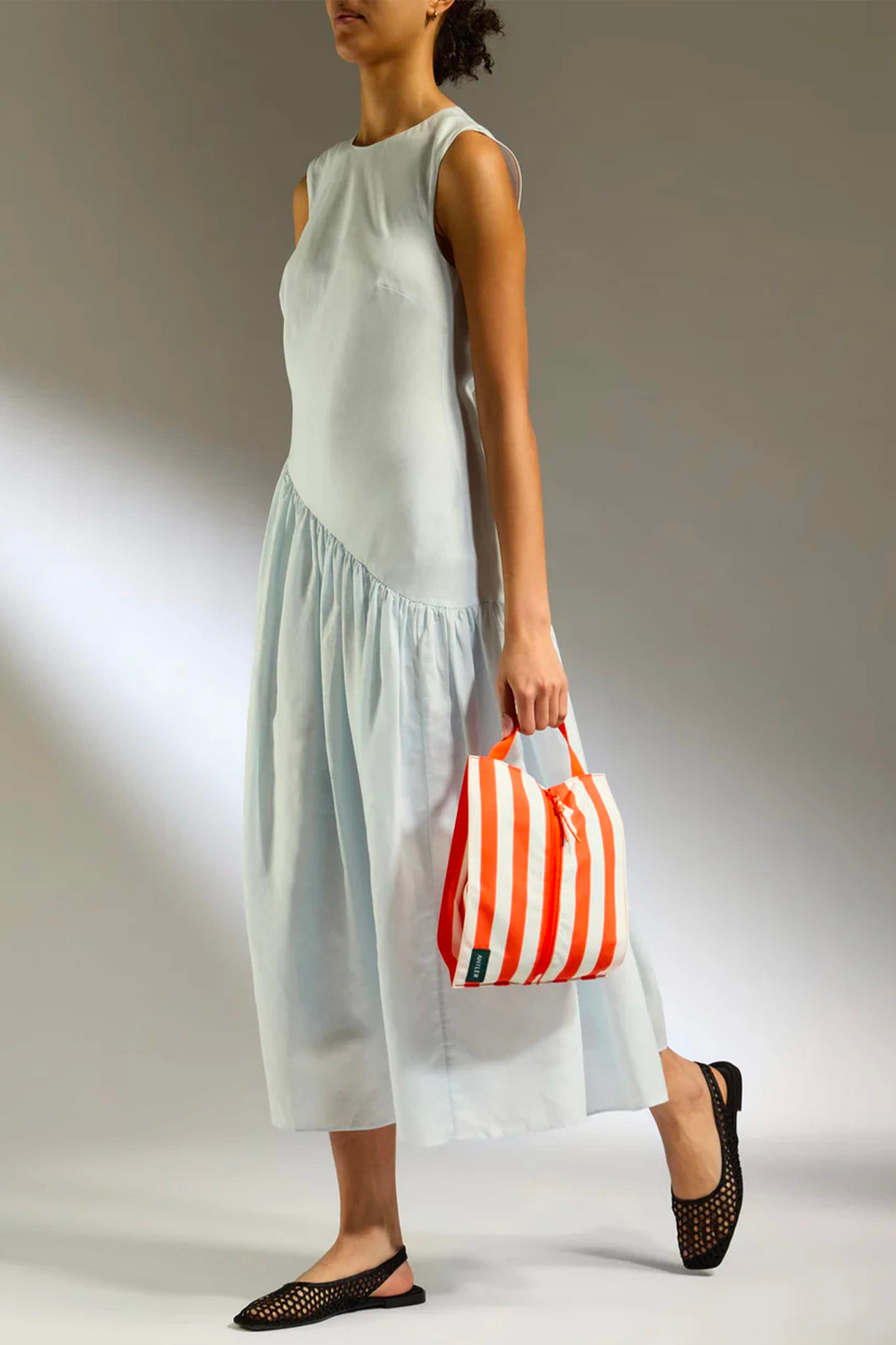 Summer Capsule Stripe Poolside Pouch in Coral