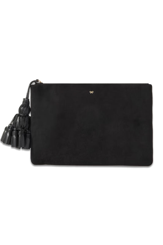 Georgiana Tasseled Suede Clutch