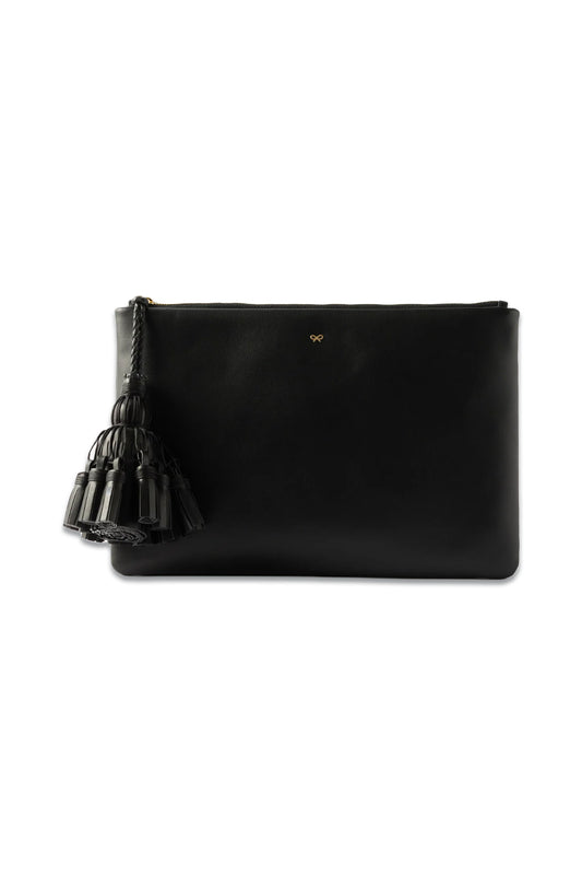 Georgiana Tasseled Leather Clutch Bag