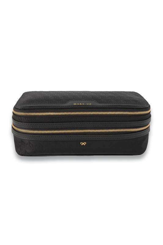 Make-Up Leather-Trimmed Jacquard Cosmetics Case
