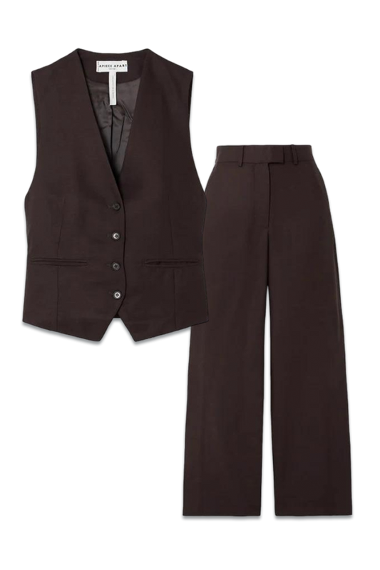 Cecilia Crepe Vest and Alba Crepe Wide-leg Pants