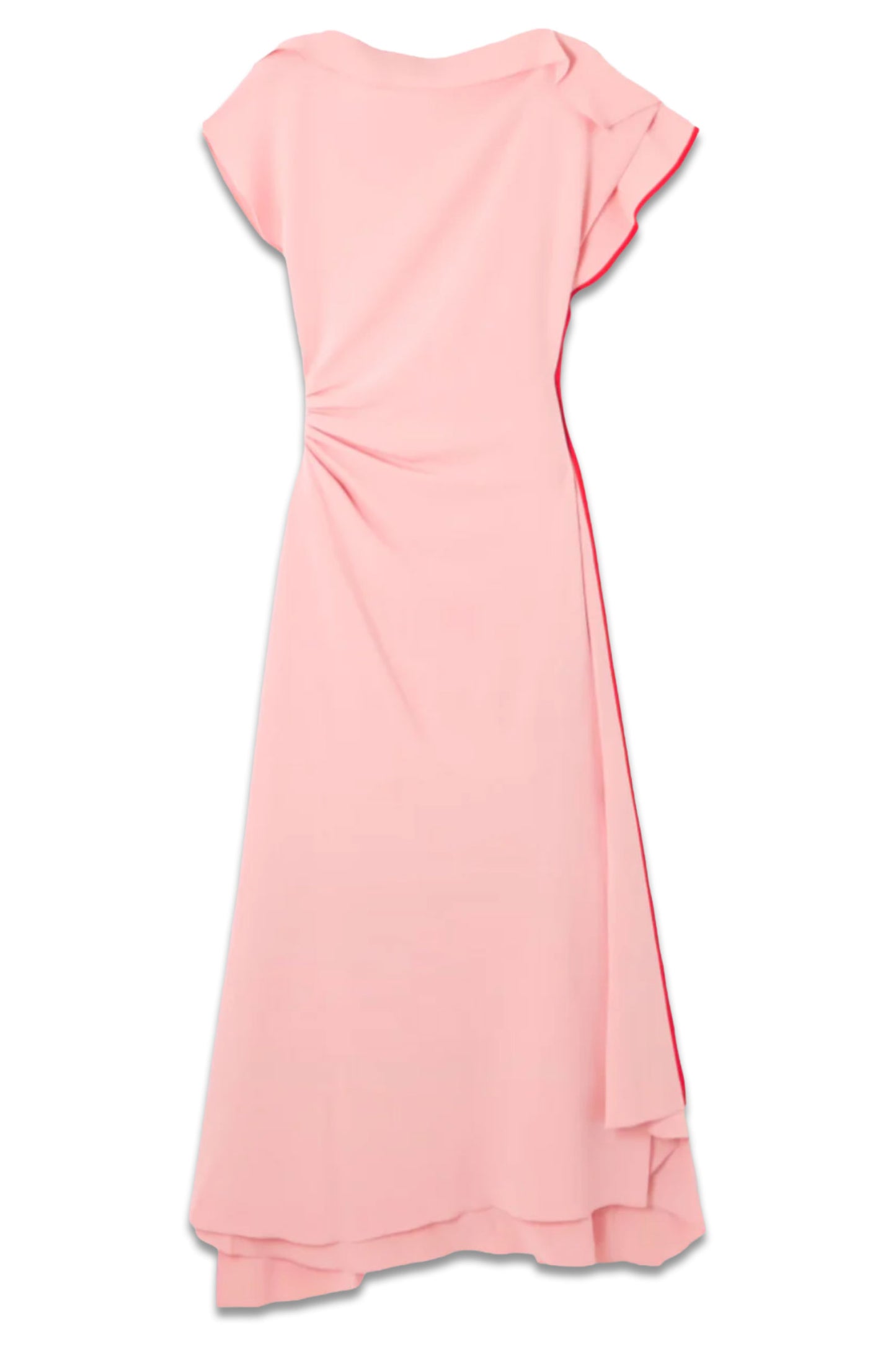 Asymmetric Ruffled Gathered Crepe Midi Dress