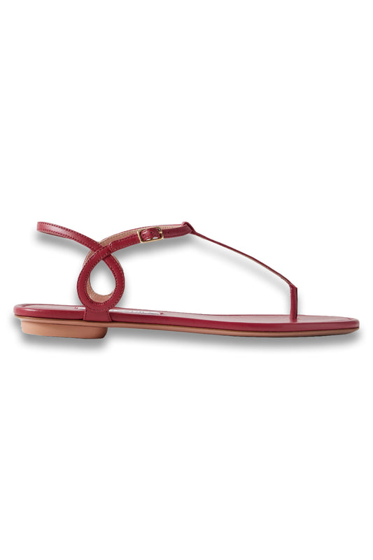 Almost Bare Leather Sandals in Claret