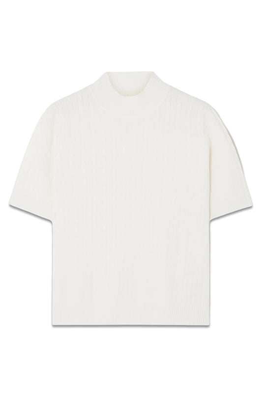 April Cable-knit Cashmere Turtleneck Top