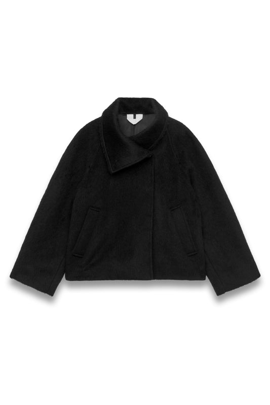 Funnel-Neck Wool-Alpaca Blend Jacket