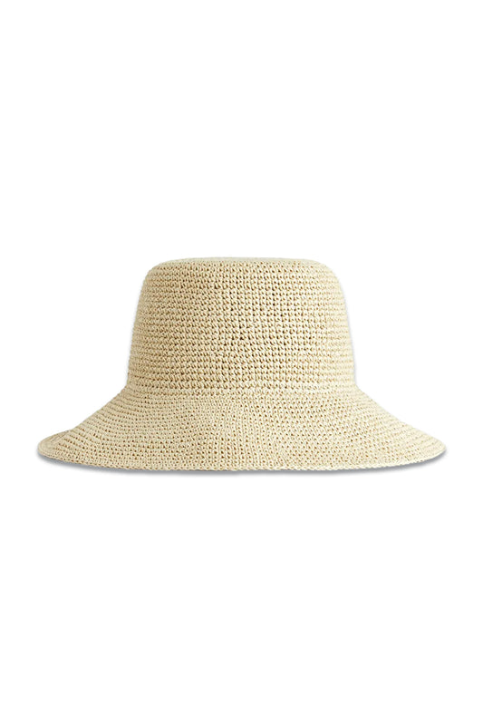 Crochet Straw Hat Light Beige
