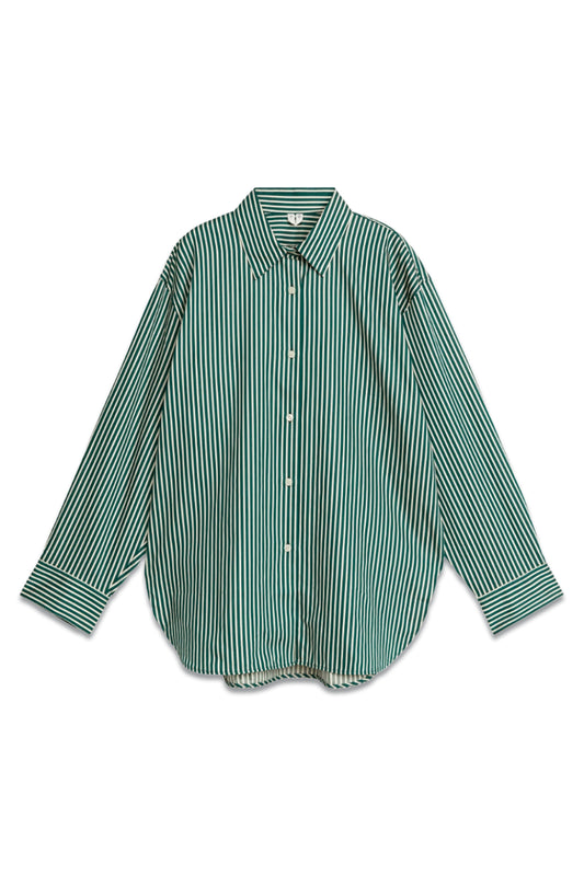 Relaxed Off White And Green Poplin Shirt