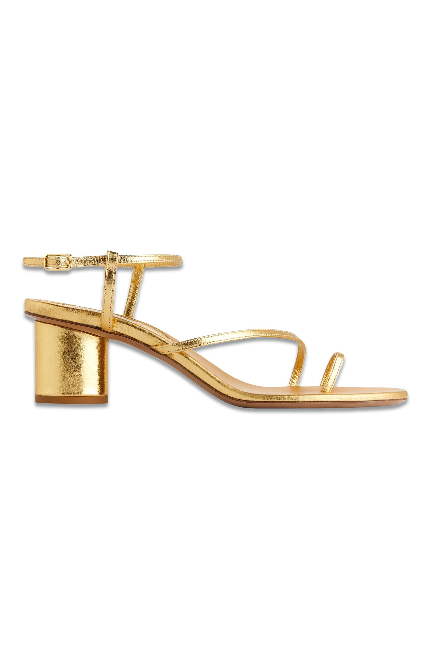 Heeled Leather Sandals Gold