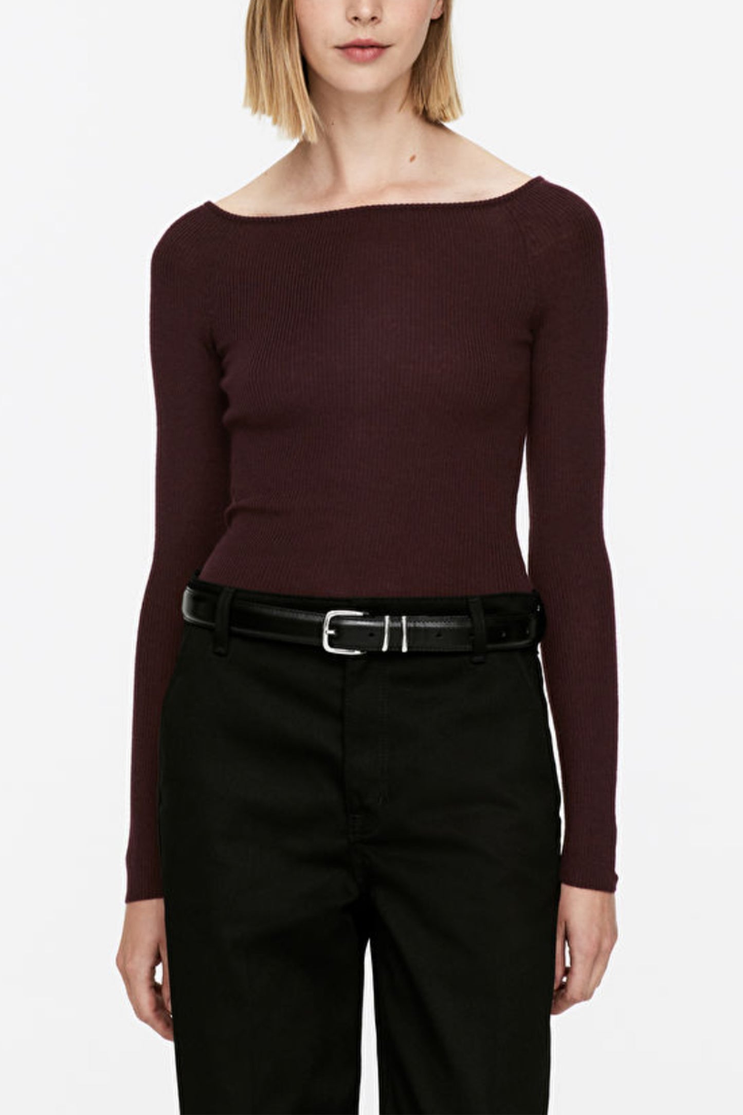 Wool Blend Off-Shoulder Top