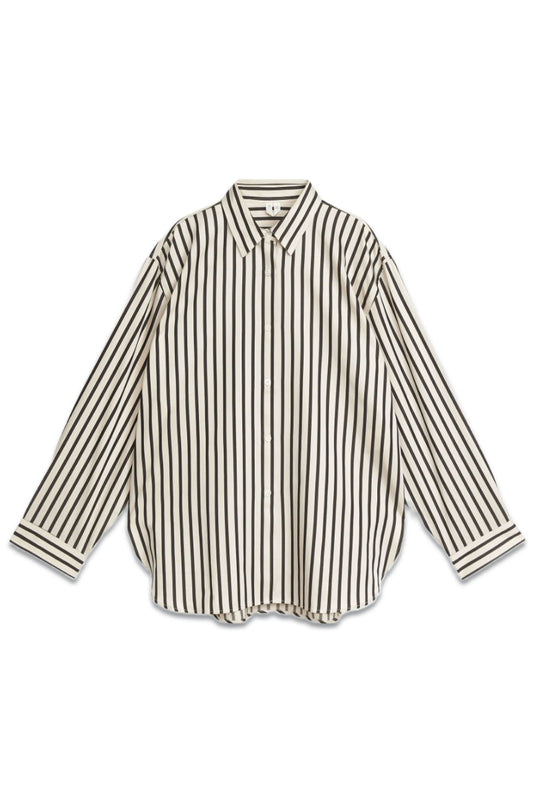 Relaxed Black Stripe Poplin Shirt