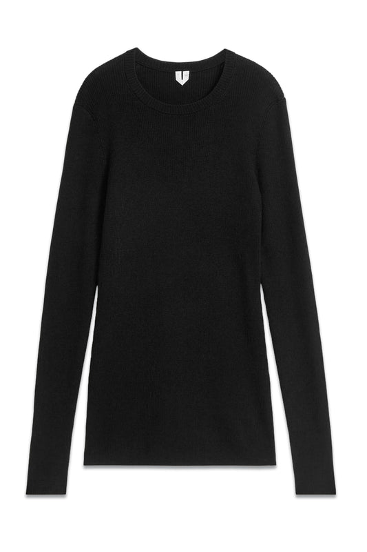 Rib-Knit Merino Top Black