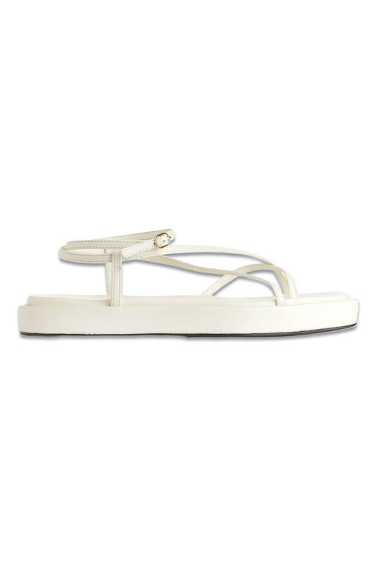 White Leather Strap Sandals