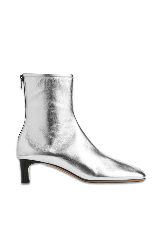 Leather Ankle Boots Silver
