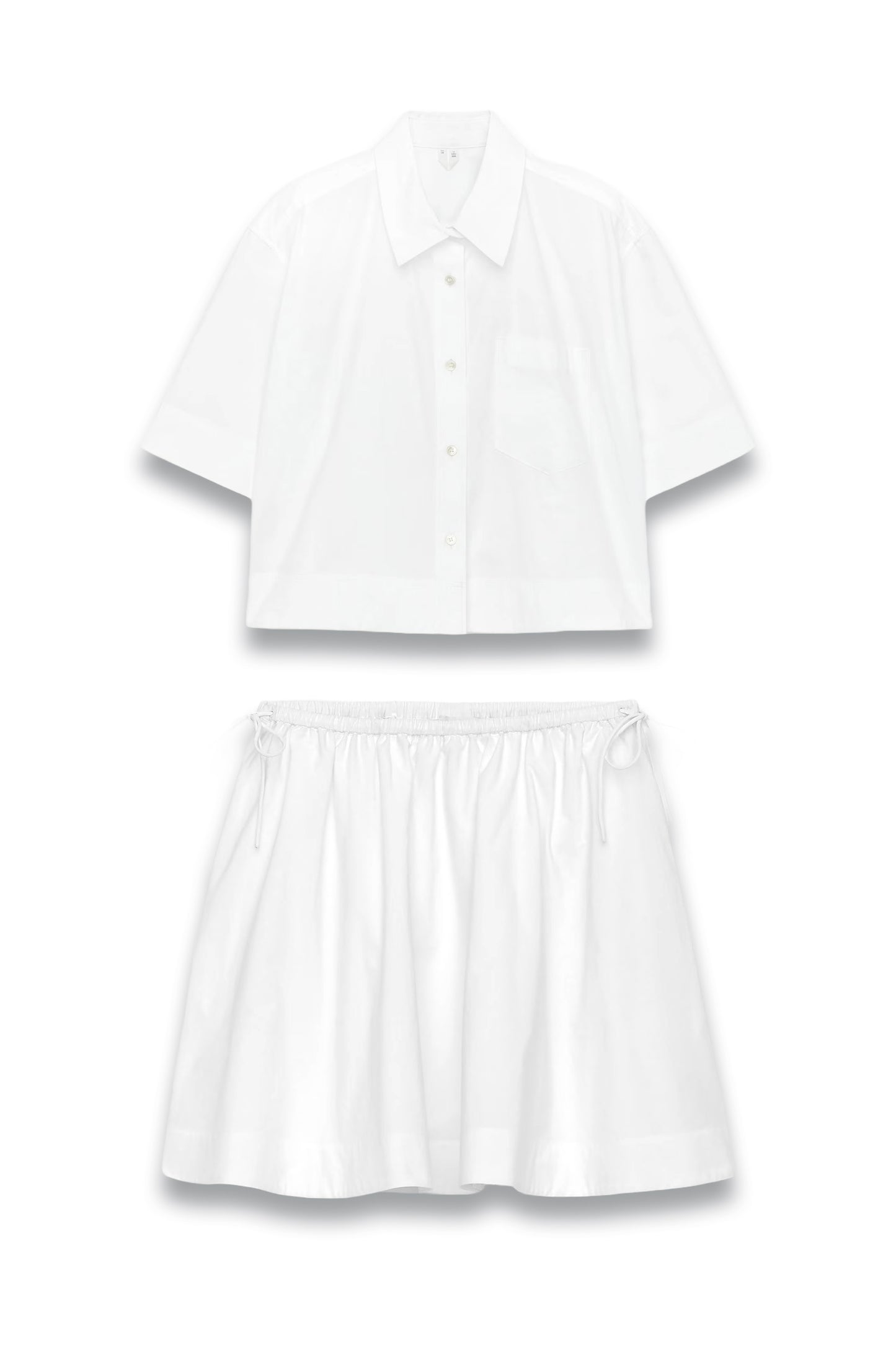 Short-Sleeve Cotton Shirt & Mini Cotton Skirt