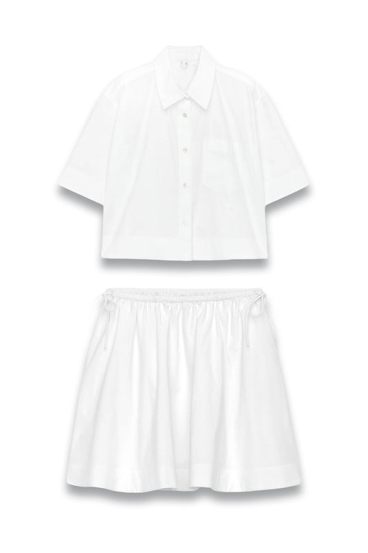 Short-Sleeve Cotton Shirt & Mini Cotton Skirt