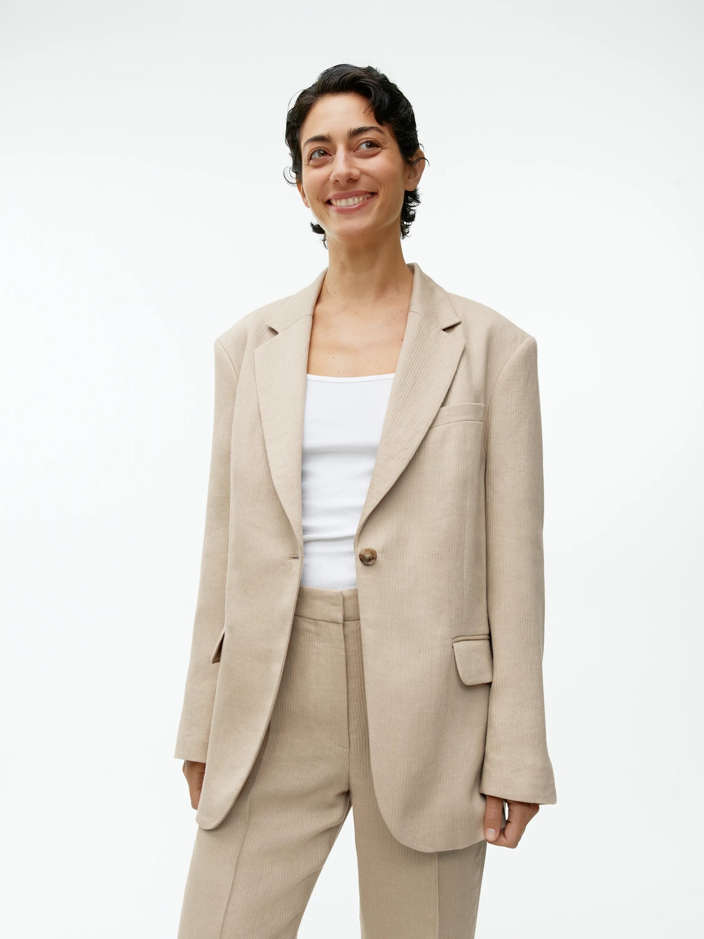 Textured Linen Blend Blazer