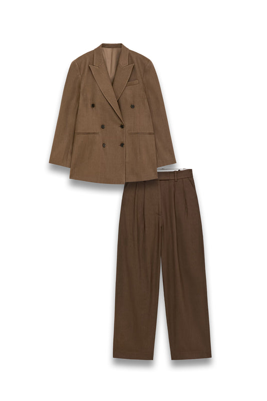 Double-Breasted Blazer & Wide Tailored Trousers
