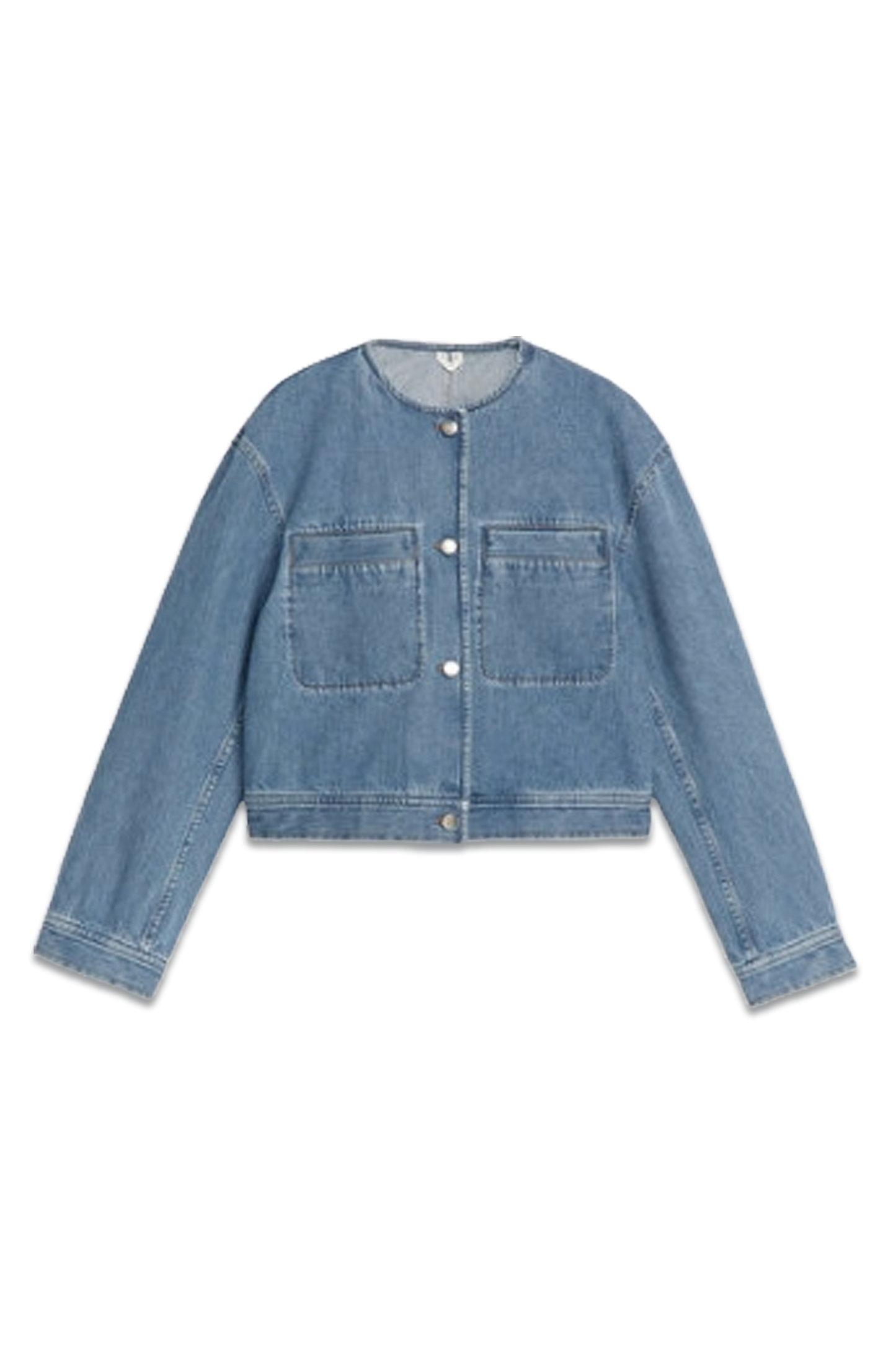Collarless Denim Jacket